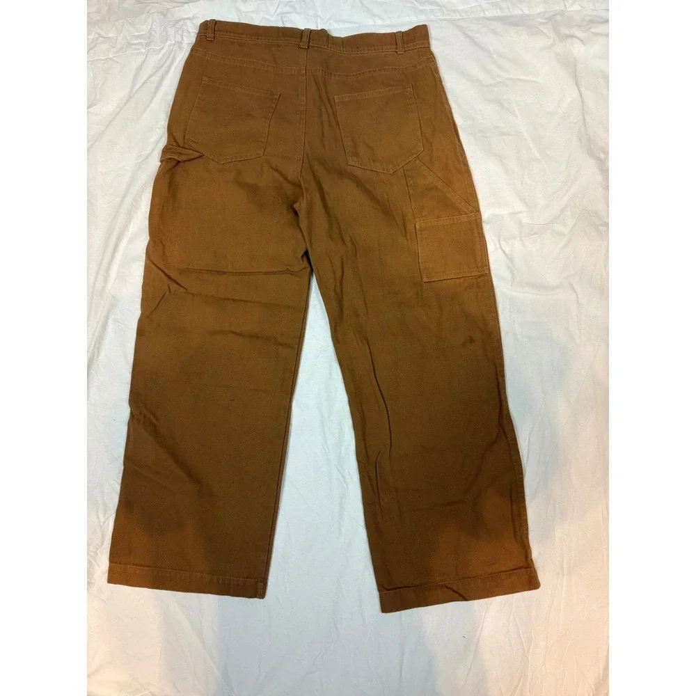No Boundaries Mens Double Knee Carpenter Pants Brown Canvas Workwear vintage - Picture 3 of 3